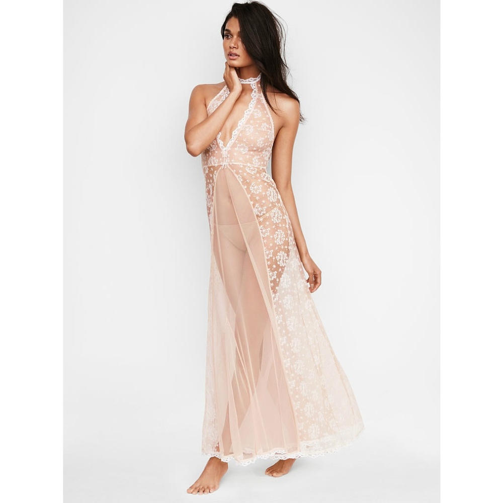 GOWN - VS High Neck Dandelion Embroidered Slip